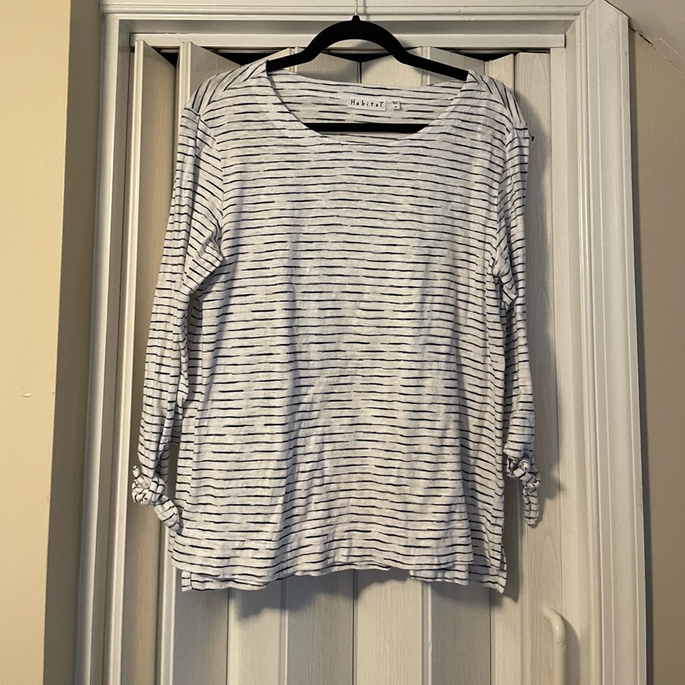 Habitat Navy Blue & Striped Top. Like New